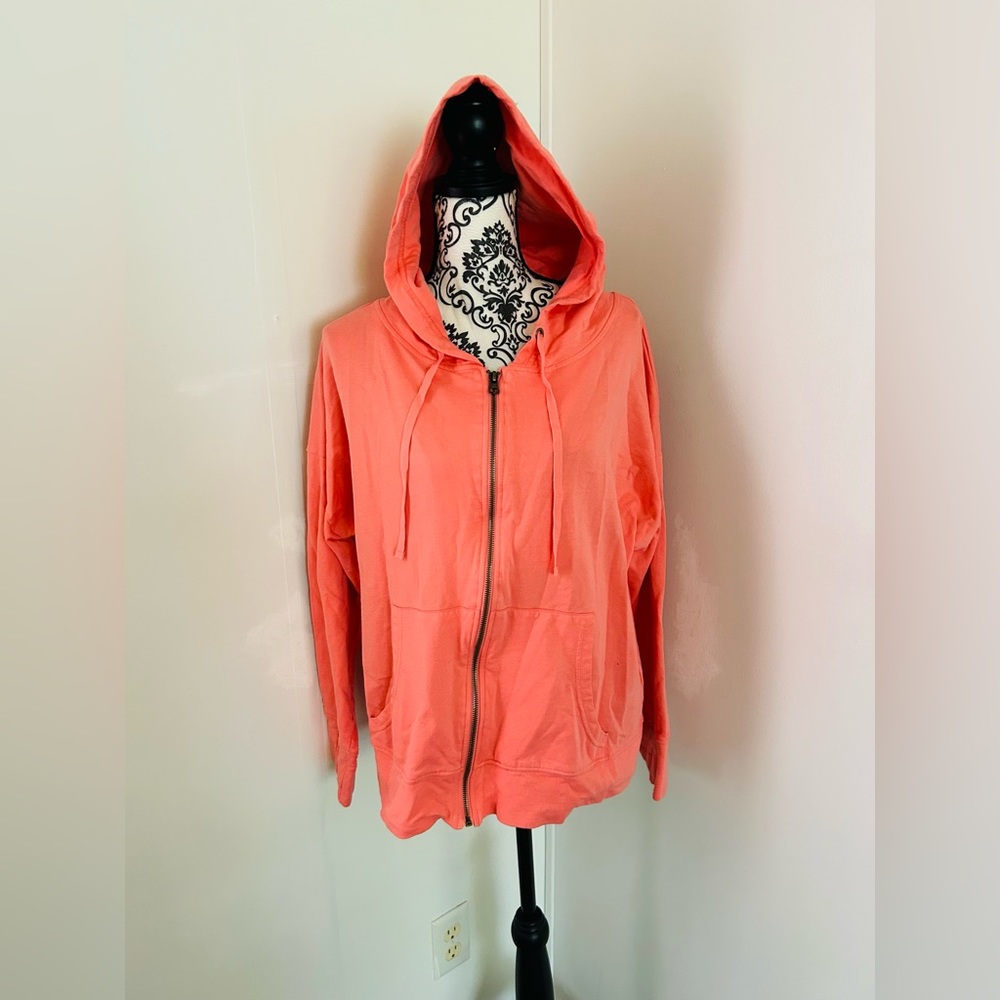 Seed to Style Women’s Orange Peach Long Sleeve Organic Cotton Full Zip Hoodie